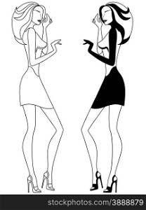 Abstract slender female vector outlines in two embodiments. Abstract girl outlines
