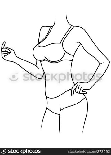 Abstract slimness girl in motion isolated on the white background, hand drawing vector outline