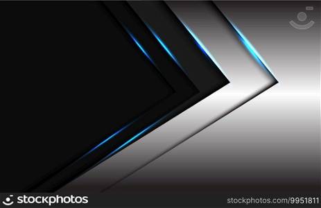 Abstract sliver grey metallic blue light arrow direction with dark blank space design modern futuristic vector background illustration.