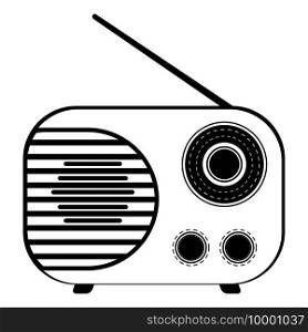 Abstract small retro radio in black and white illustration.
