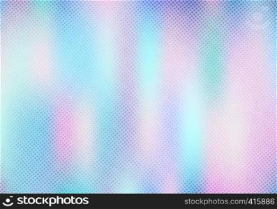 Abstract smoot blurred holographic gradient background with halftone texture effect. Hologram Luxury trendy tender pearlescent. Vector illustration