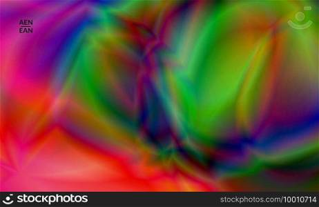 Abstract smooth gradient colors shiny flare moving effect. Northern lights vector background. Glowing hologram texture futuristic outer space energy flow creates psychedelic pattern.