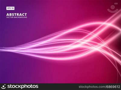 Abstract smooth laser line twist light waves vector illustration purple color background copy space