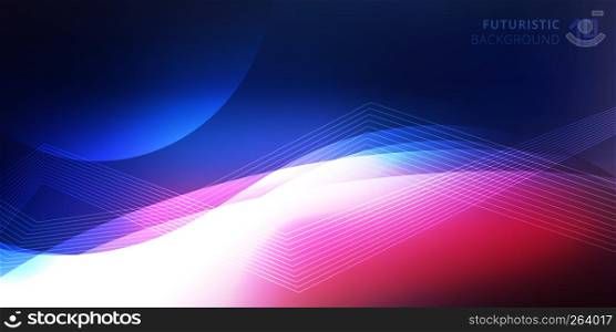 Abstract smooth neon glowing light lines wave futuristic background technology style. Vector illustration