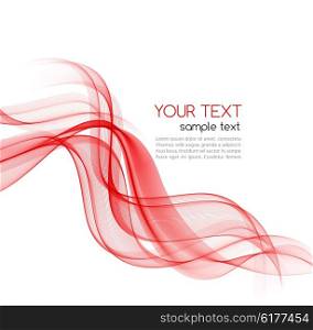 Abstract smooth wave motion illustration. Abstract smooth color wave vector. Curve flow red motion illustration. Red wave