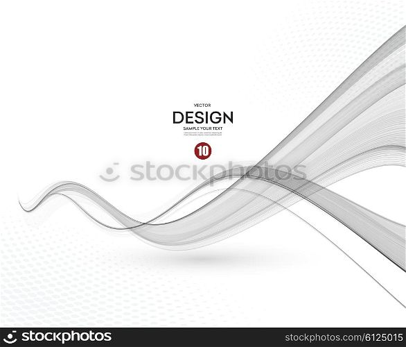 Abstract smooth wave motion illustration. Abstract smooth gray wave vector. Curve flow grey motion illustration. Gray smoke wave. Abstract gray wave.