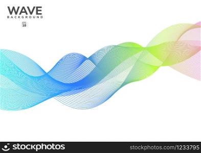 Abstract smooth waves lines colorful on white background. Vector illustration