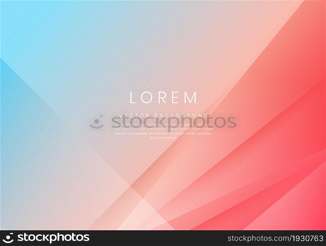 Abstract soft blue and red geometric diagonal overlay layer background. You can use for ad, poster, template, business presentation. Vector illustration
