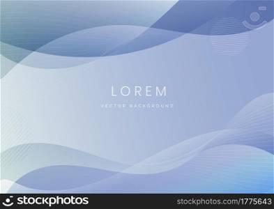 Abstract soft blue curved and wave lines background. You can use for ad, poster, template, business presentation. Vector illustration