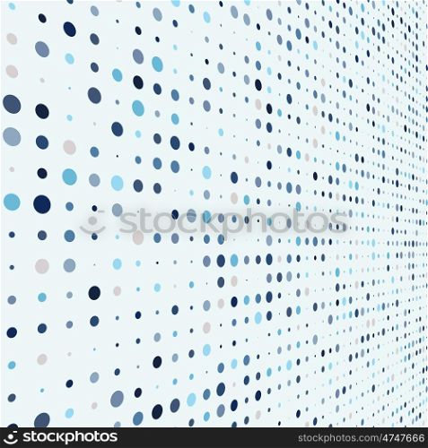 Abstract soft color dots with illusion of depth and perspective, dotted technology background. Multicolored particles, modern pattern, elegant texture, vector design