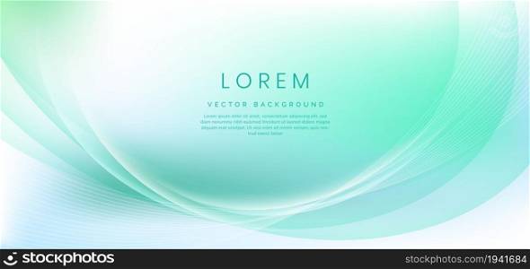 Abstract soft green wavy and curved line overlapping background with copy space for text. You can use for ad, poster, template, business presentation. Vector illustration