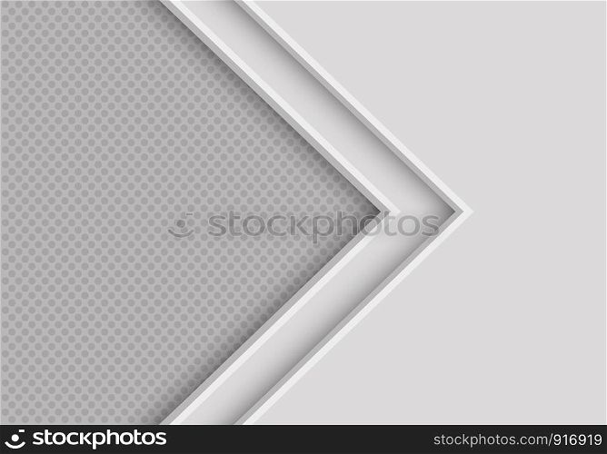 Abstract soft grey arrow direction with circle mesh blank space design modern futuristic background texture vector illustration.