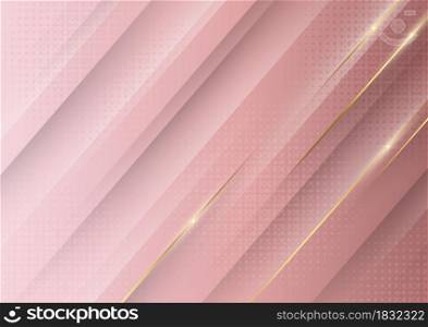 Abstract soft pink gradient geometric diagonal with line golden luxury modern. You can use for ad, poster, template, business presentation. Vector illustration