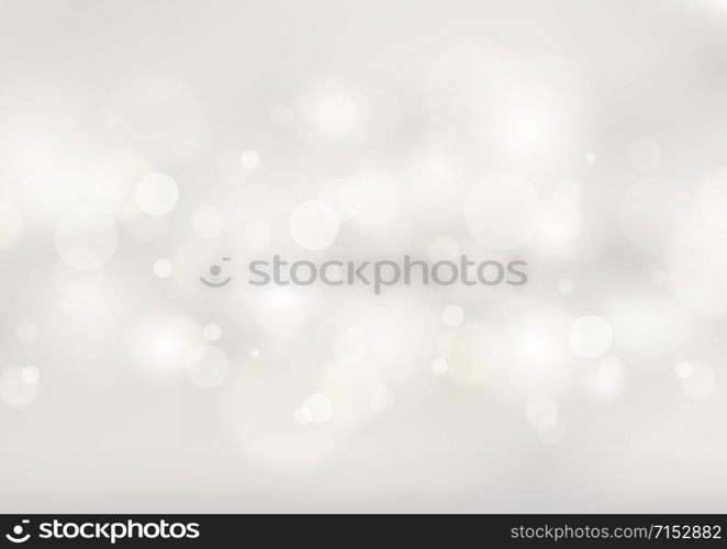 Abstract soft white blurred background with bokeh lights. Vector illustration