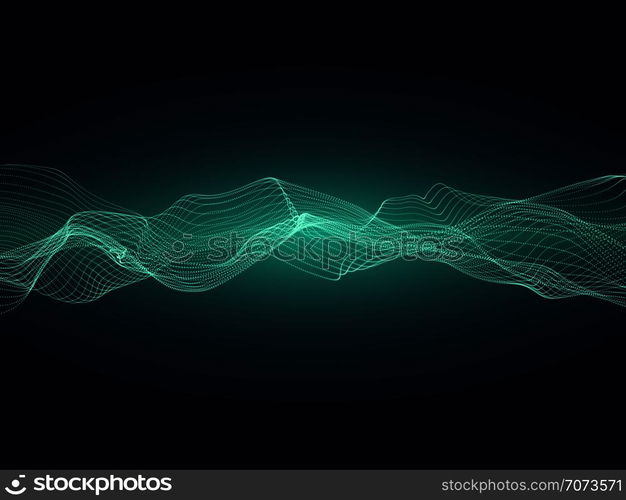 Abstract sound energy wave with dynamic particles vector background. Sound wave dynamic and motion illustration. Abstract sound energy wave with dynamic particles vector background