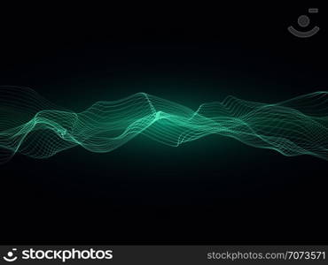 Abstract sound energy wave with dynamic particles vector background. Sound wave dynamic and motion illustration. Abstract sound energy wave with dynamic particles vector background