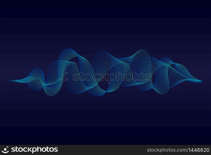 Abstract sound wave of music with wavy particles.Digital soundwave on blue background. music equalizer concept. vector background. Abstract sound wave of music with wavy particles.Digital soundwave on blue background. music equalizer concept. vector illustration