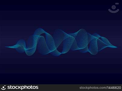 Abstract sound wave of music with wavy particles.Digital soundwave on blue background. music equalizer concept. vector background. Abstract sound wave of music with wavy particles.Digital soundwave on blue background. music equalizer concept. vector illustration