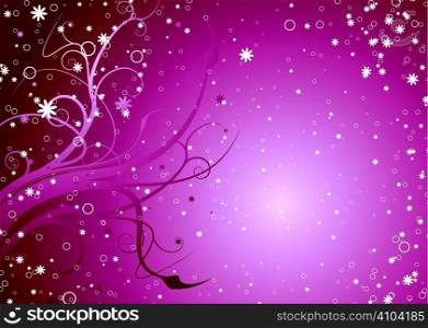 Abstract space background with a swirling floral theme