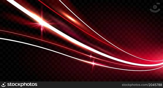 Abstract speed red line background poster with dynamic. light effect png. technology network Vector illustration.