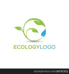 Abstract sphere green leaf logo element vector design ecology symbol
