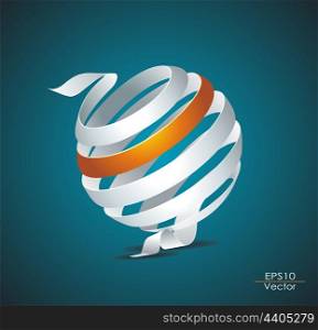 Abstract sphere made from colorful stripes