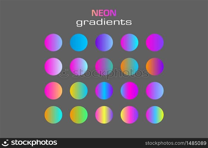 Abstract sphere neon colors gradients isolated on white background. Minimal circle blur ball 3d. Modern liquid geometry. Planet set.