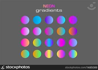 Abstract sphere neon colors gradients isolated on white background. Minimal circle blur ball 3d. Modern liquid geometry. Planet set.
