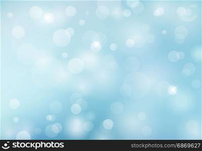 abstract spring summer bokeh light blue background. Vector Illustration, copy space