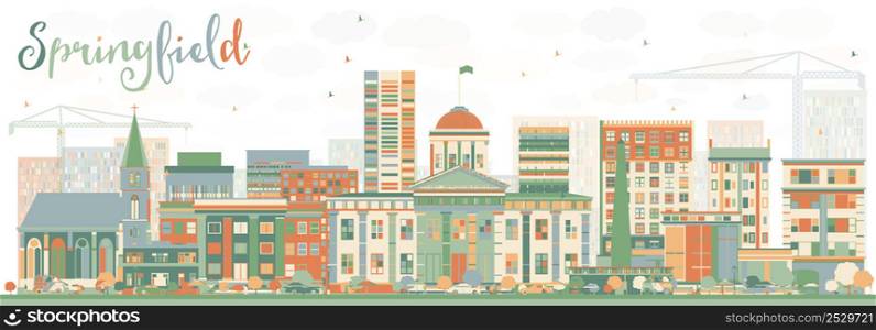 Abstract Springfield Skyline with Color Buildings. Vector Illustration. Business Travel and Tourism Concept . Image for Presentation Banner Placard and Web Site.