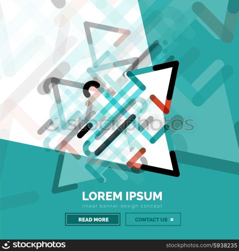 Abstract square banner template with arrows, linear design style. Vector illustration