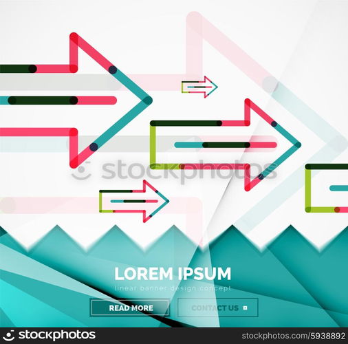 Abstract square banner template with arrows, linear design style. Vector illustration