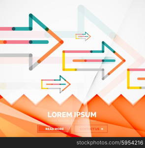 Abstract square banner template with arrows, linear design style. Vector illustration