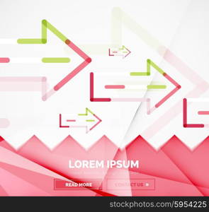 Abstract square banner template with arrows, linear design style. Vector illustration