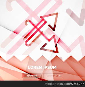 Abstract square banner template with arrows, linear design style. Vector illustration