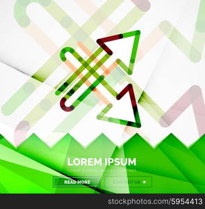 Abstract square banner template with arrows, linear design style. Vector illustration