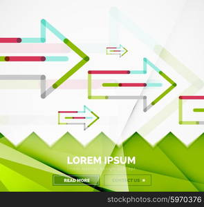 Abstract square banner template with arrows, linear design style. Vector illustration