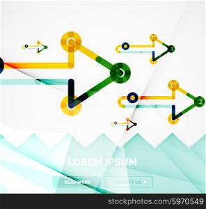 Abstract square banner template with arrows, linear design style. Vector illustration