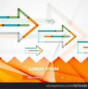 Abstract square banner template with arrows, linear design style. Vector illustration