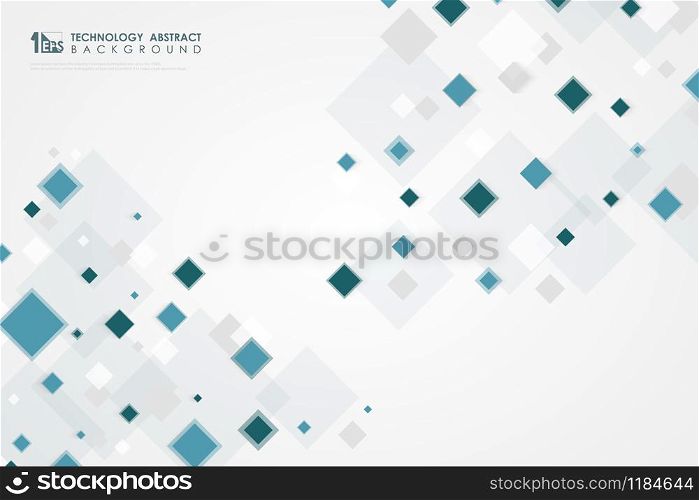 Abstract square blue pattern design of high technology dimension background. Decorate for poster, ad, artwork, template design. illustration vector eps10