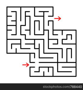 Abstract square isolated labyrinth. Black color on a white background. A useful game for young children. Simple flat vector illustration. With a place for your drawings