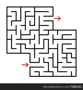 Abstract square isolated labyrinth. Black color on a white background. A useful game for young children. Simple flat vector illustration. With a place for your drawings