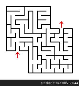 Abstract square isolated labyrinth. Black color on a white background. A useful game for young children. Simple flat vector illustration. With a place for your drawings