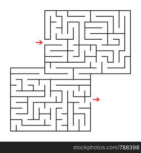 Abstract square isolated maze. Black color. An interesting and useful game for children and adults. Simple flat vector illustration. With a place for your image