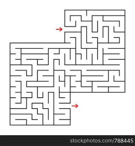 Abstract square isolated maze. Black color. An interesting and useful game for children and adults. Simple flat vector illustration. With a place for your image