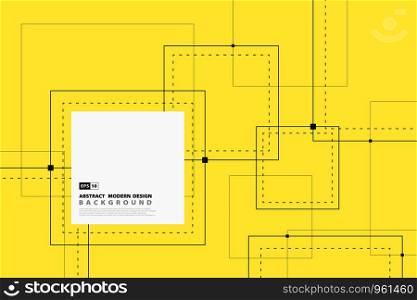 Abstract square line tech design in yellow color. Use for minimal style of geometric, poster, ad, artwork, template. illustration vector eps10