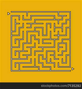 Abstract square maze. An interesting and useful game for kids. Children&rsquo;s puzzle with one entrance and one exit. Labyrinth conundrum. Simple flat vector illustration isolated on color background.