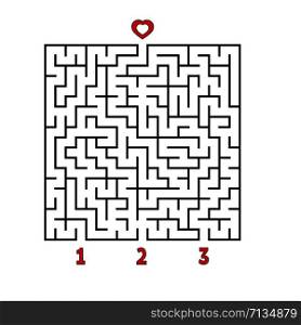 Abstract square maze. Game for kids. Puzzle for children. Find the right path to the heart. Labyrinth conundrum. Flat vector illustration isolated on white background.