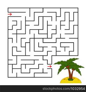 Abstract square maze with a color picture. Island with a palm tree. An interesting and useful game for children. Simple flat vector illustration isolated on white background. Abstract square maze with a color picture. Island with a palm tree. An interesting and useful game for children. Simple flat vector illustration isolated on white background.