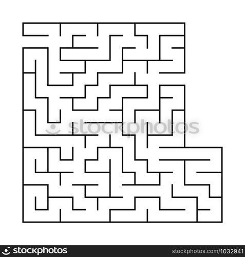 Abstract square maze with entrance and exit. An interesting and useful game for children. Simple flat vector illustration isolated on white background. With a place for your drawings. Abstract square maze with entrance and exit. An interesting and useful game for children. Simple flat vector illustration isolated on white background. With a place for your drawings.